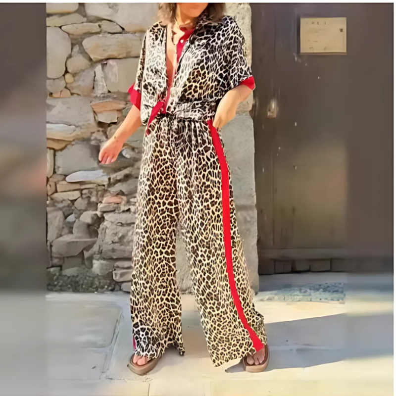 Icone™ LeopardOutfit: Koko Päivän Mukavuus Kanssa 2-Osainen Leopard Asu Setti