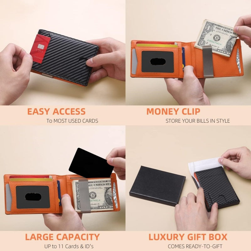 Icone™ SlimWallet - Erittäin Ohut Ja Turvallinen RFID-Nahkainen Lompakko Miehille