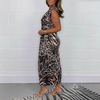 Icone™ SlitDress: Syvä V-Aukkoinen Elegantti Eläin Painaa Halkio Mekko