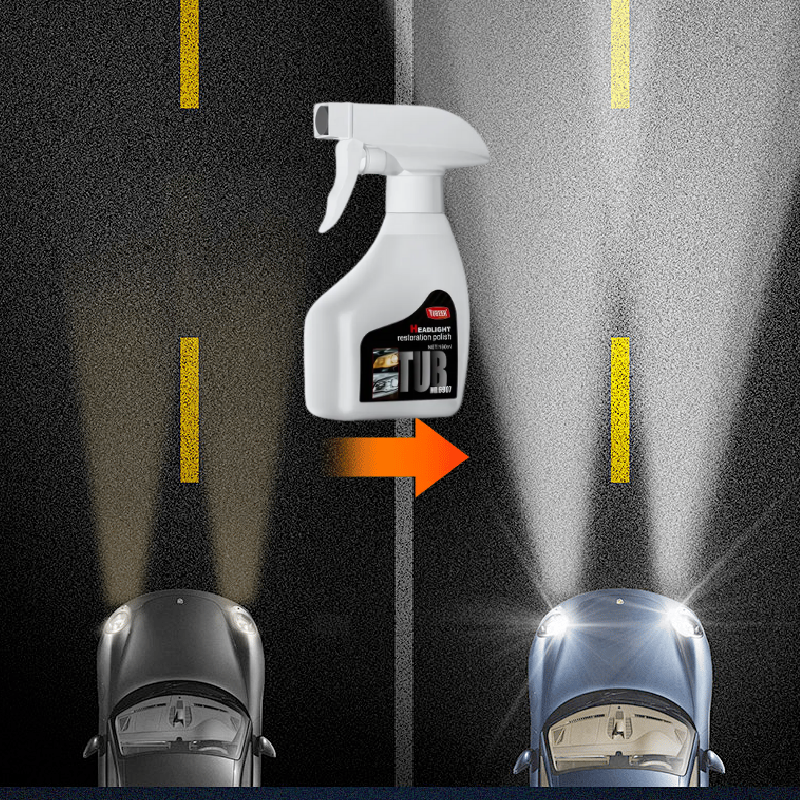 HeadlightSpray 1+1 ILMAINEN: Helppokäyttöinen Auton Ajovalojen Puhdistus Suihkupakkaus