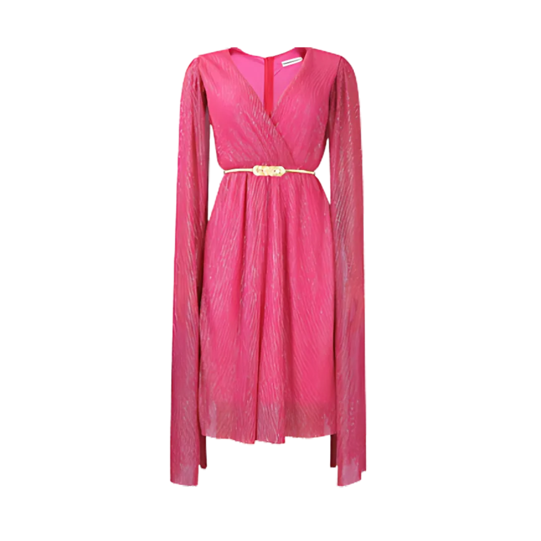 Icone™ ElegantDress: V-Aukkoinen Naisten Elegantti Mekko Vyöllä