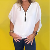 Icone™ LooseBlouse: Mukava Vetoketjullinen V-Aukkoinen Löysä Pusero Naisille