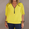 Icone™ LooseBlouse: Mukava Vetoketjullinen V-Aukkoinen Löysä Pusero Naisille
