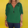Icone™ LooseBlouse: Mukava Vetoketjullinen V-Aukkoinen Löysä Pusero Naisille