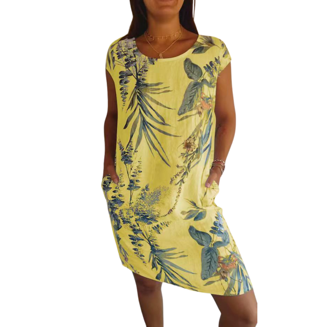 Icone™ CasualDress: Luonto Painatus Pyöreä Kaula Vapaa-Ajan Mekko
