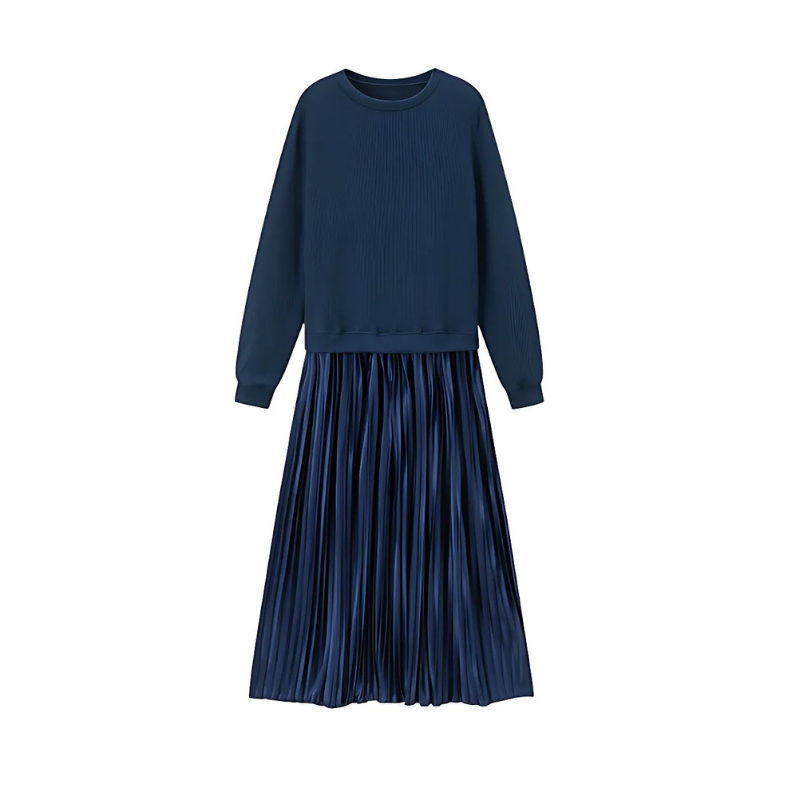Icone™ PleatedDress: Pitkähihainen Toppi Elegantti Vekkihame Mekko