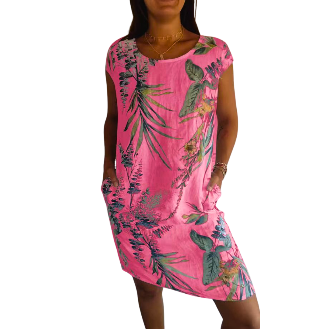 Icone™ CasualDress: Luonto Painatus Pyöreä Kaula Vapaa-Ajan Mekko