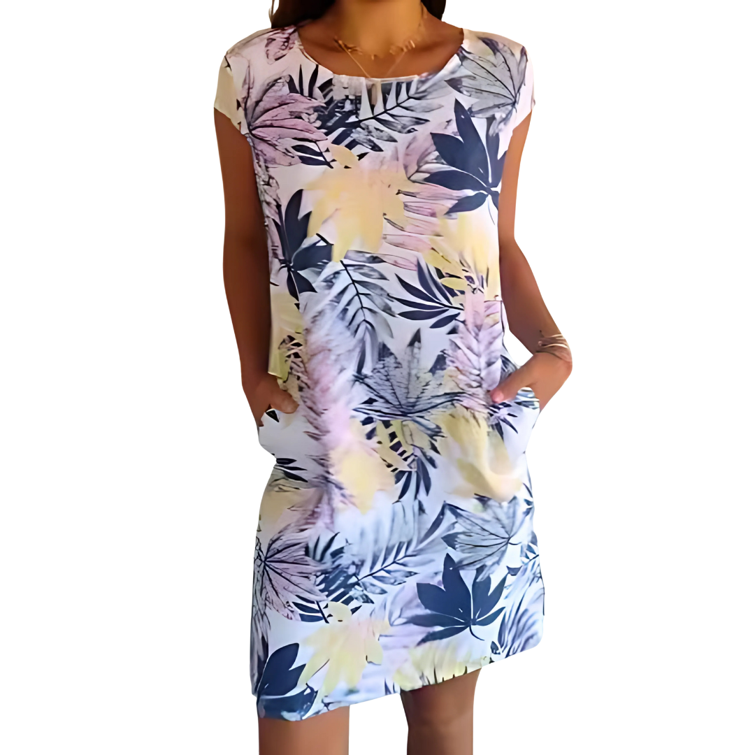 Icone™ CasualDress: Luonto Painatus Pyöreä Kaula Vapaa-Ajan Mekko