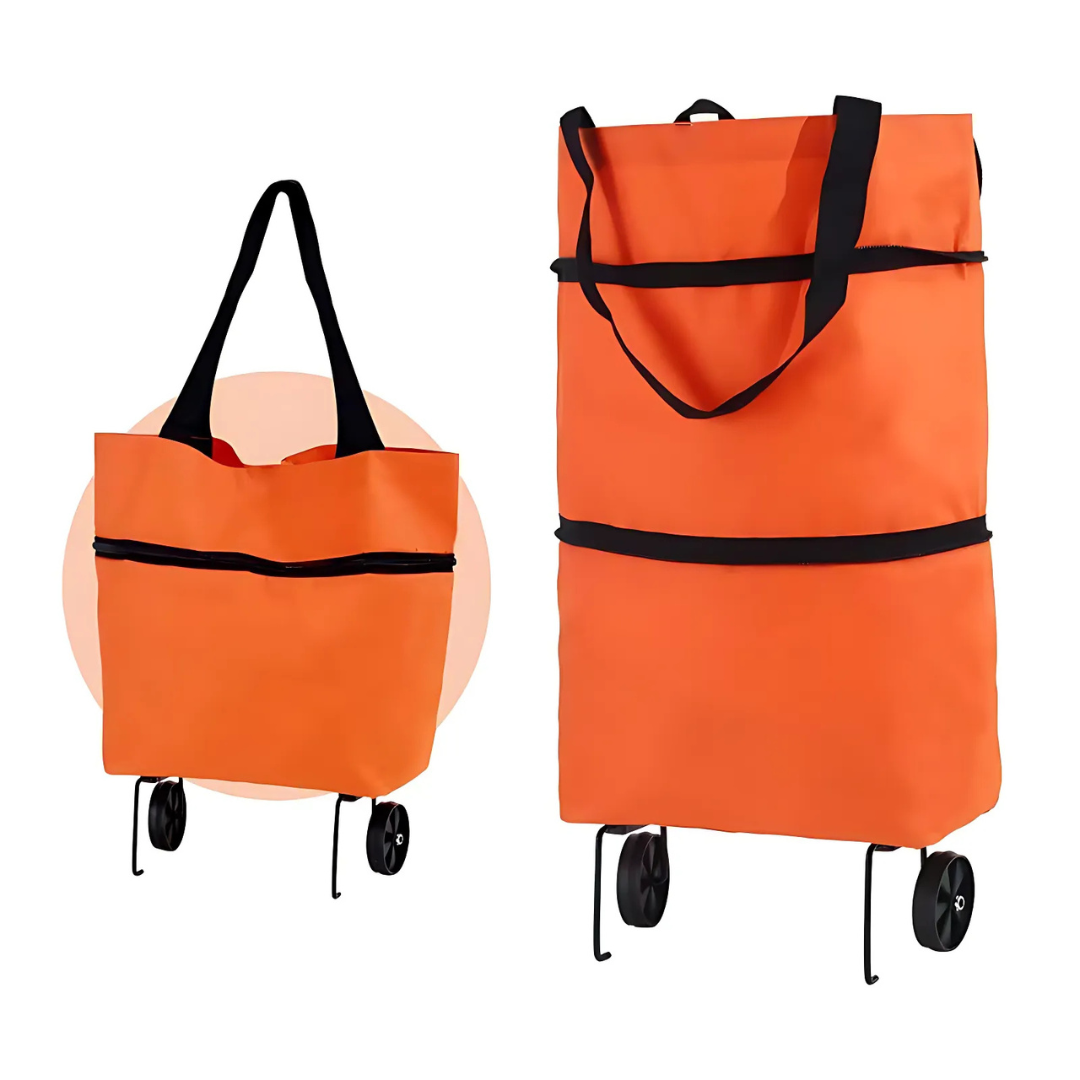 Icone™ GroceryBag 1+1 ILMAINEN: Suuri Kapasiteetti Ostoskassi Taitettavilla Pyörillä