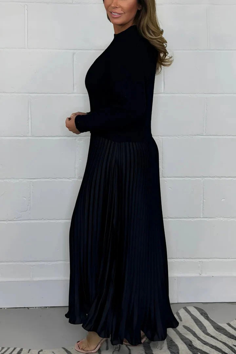 Icone™ PleatedDress: Pitkähihainen Toppi Elegantti Vekkihame Mekko