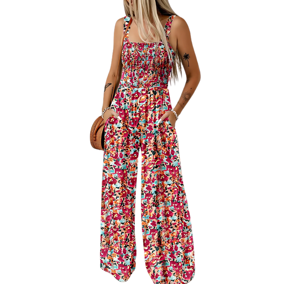 Icone™ PrintedJumpsuit: Täyspitkä Mukava Rento Löysä Painettu Haalari