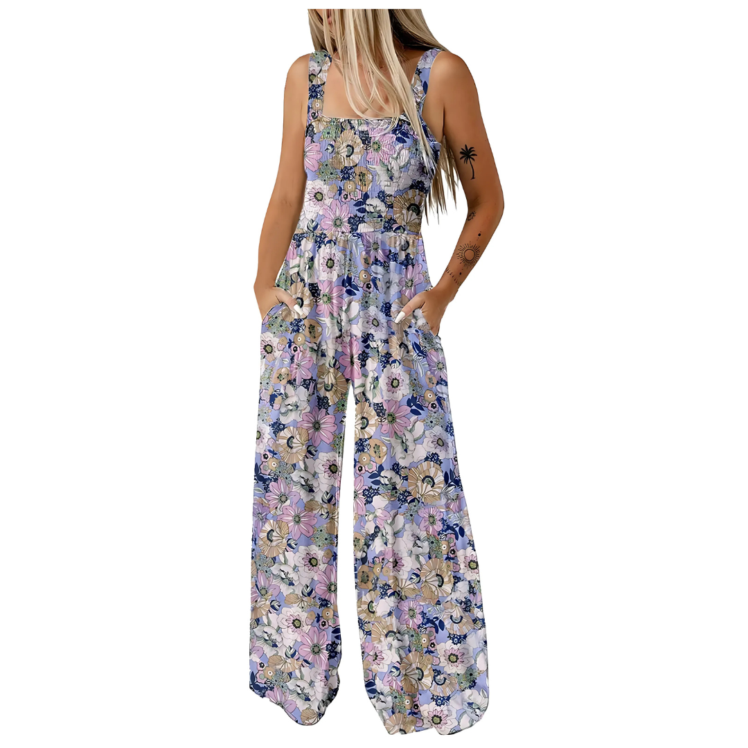 Icone™ PrintedJumpsuit: Täyspitkä Mukava Rento Löysä Painettu Haalari