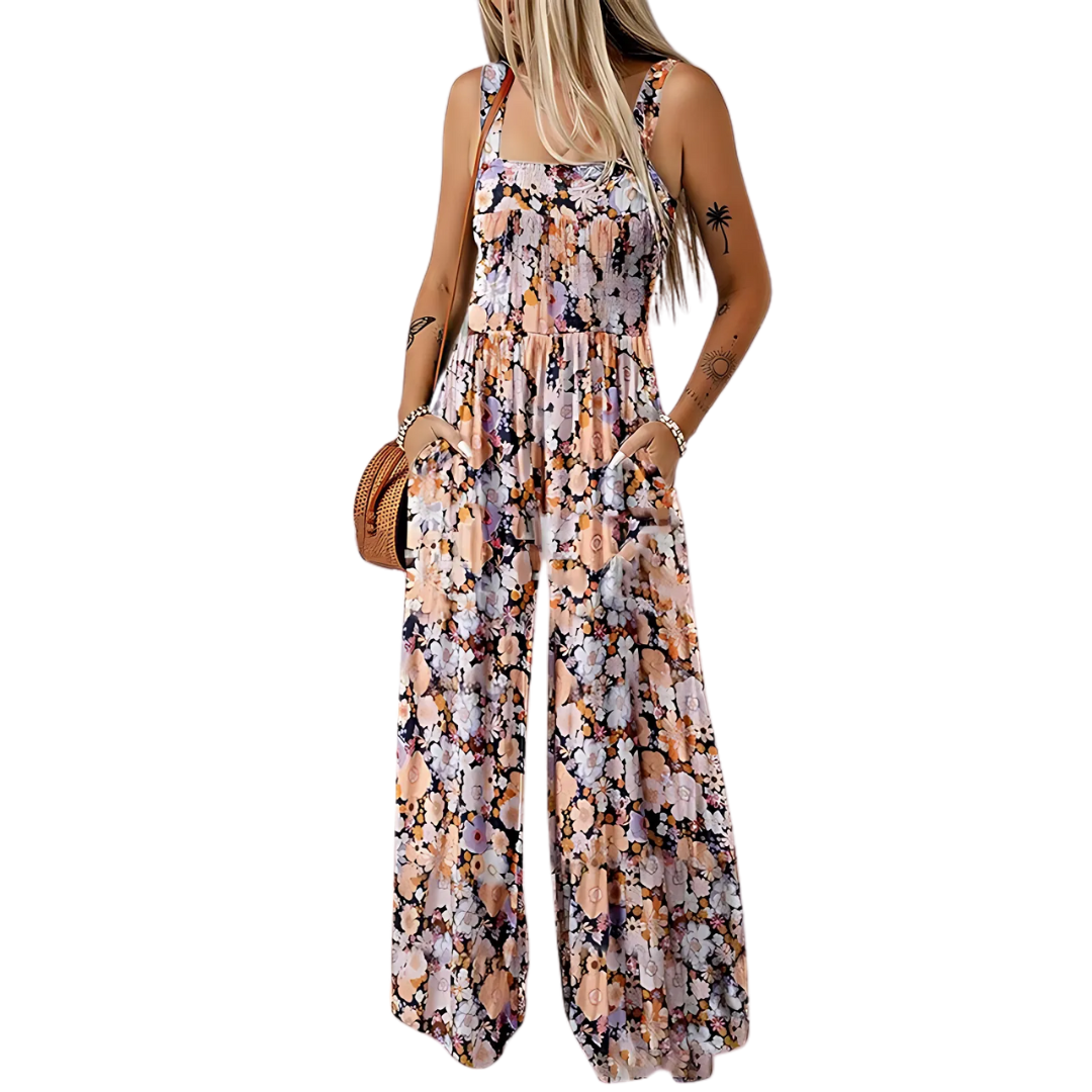 Icone™ PrintedJumpsuit: Täyspitkä Mukava Rento Löysä Painettu Haalari