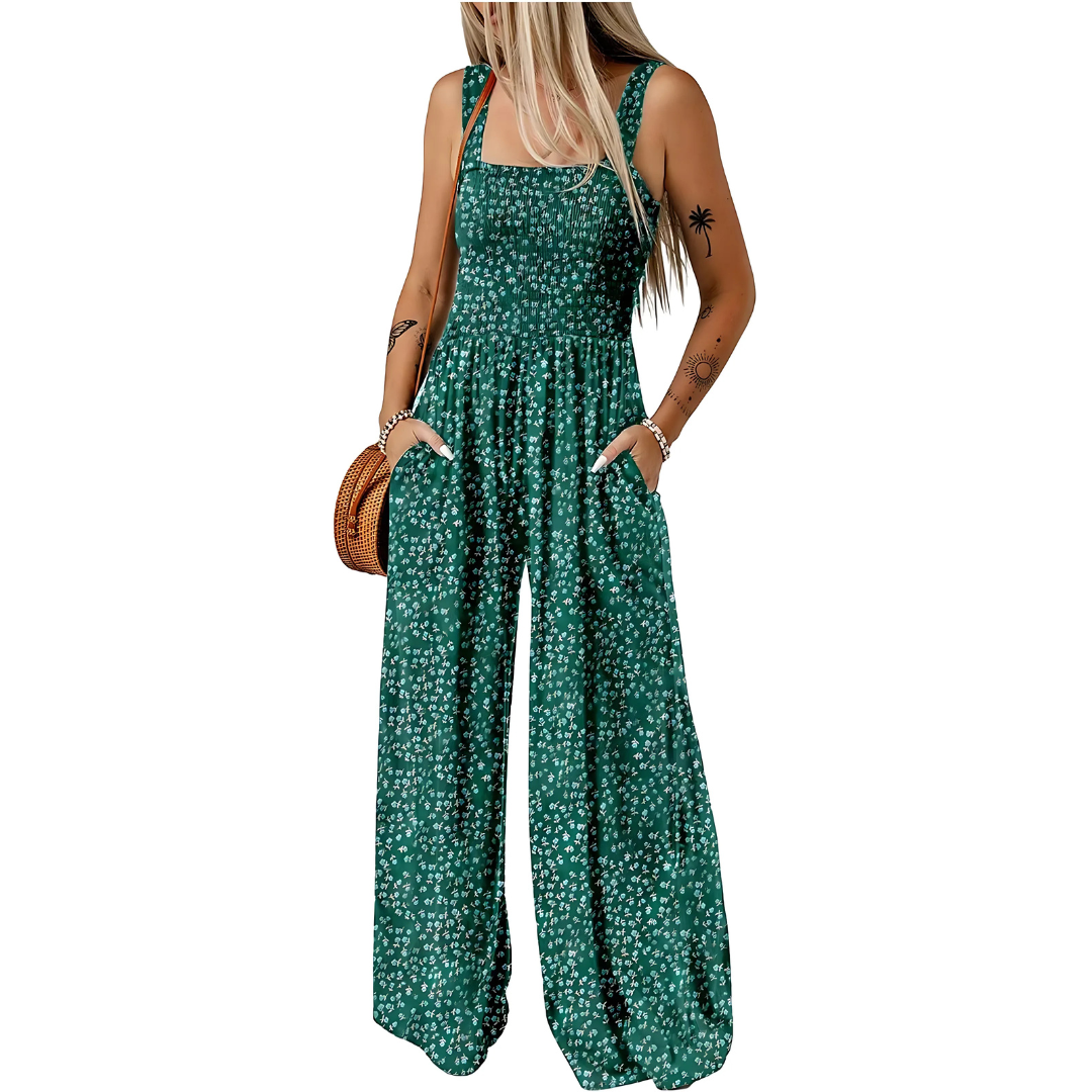 Icone™ PrintedJumpsuit: Täyspitkä Mukava Rento Löysä Painettu Haalari
