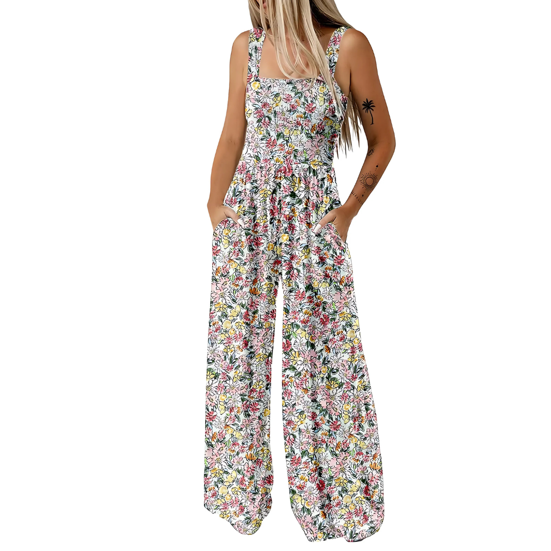Icone™ PrintedJumpsuit: Täyspitkä Mukava Rento Löysä Painettu Haalari