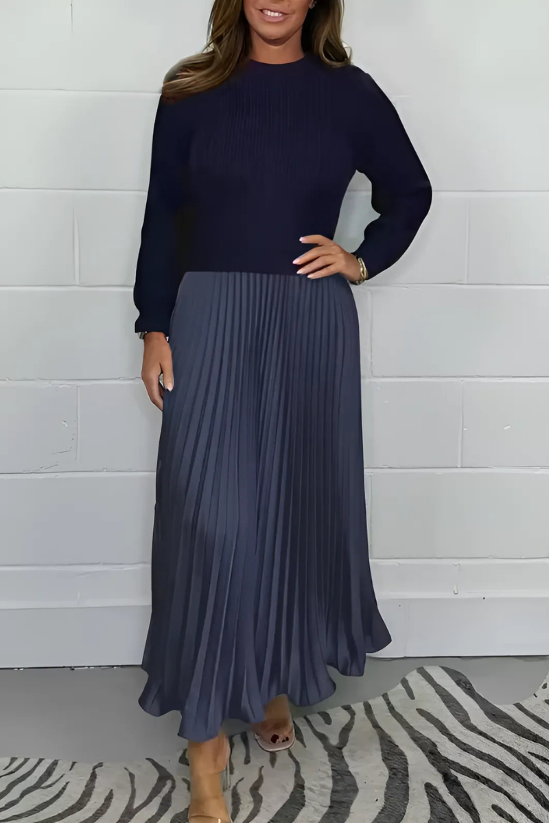 Icone™ PleatedDress: Pitkähihainen Toppi Elegantti Vekkihame Mekko
