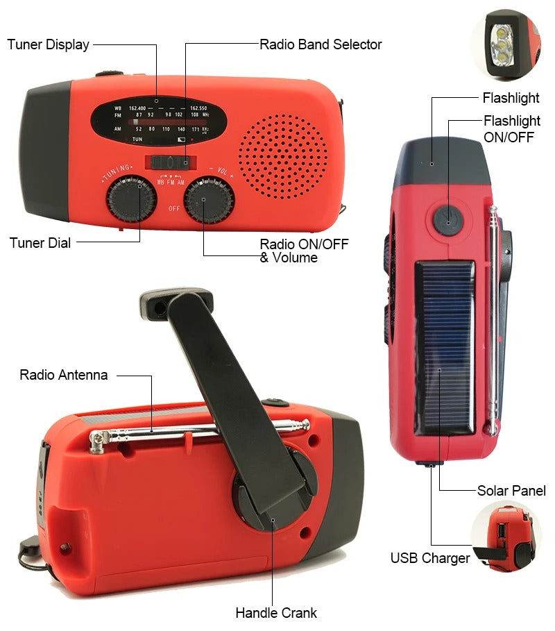 MultiRadio - Monitoimi Solar Kannettava Hätäradio
