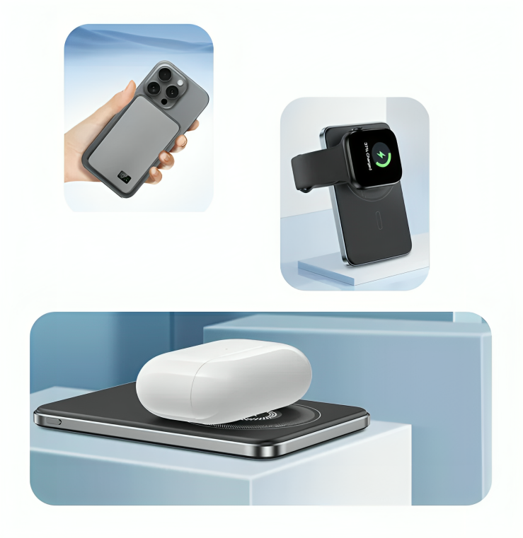 MagneticCharger - 3-in-1 Nopea  Magneettinen Laturi, Kannettava Virtapankki