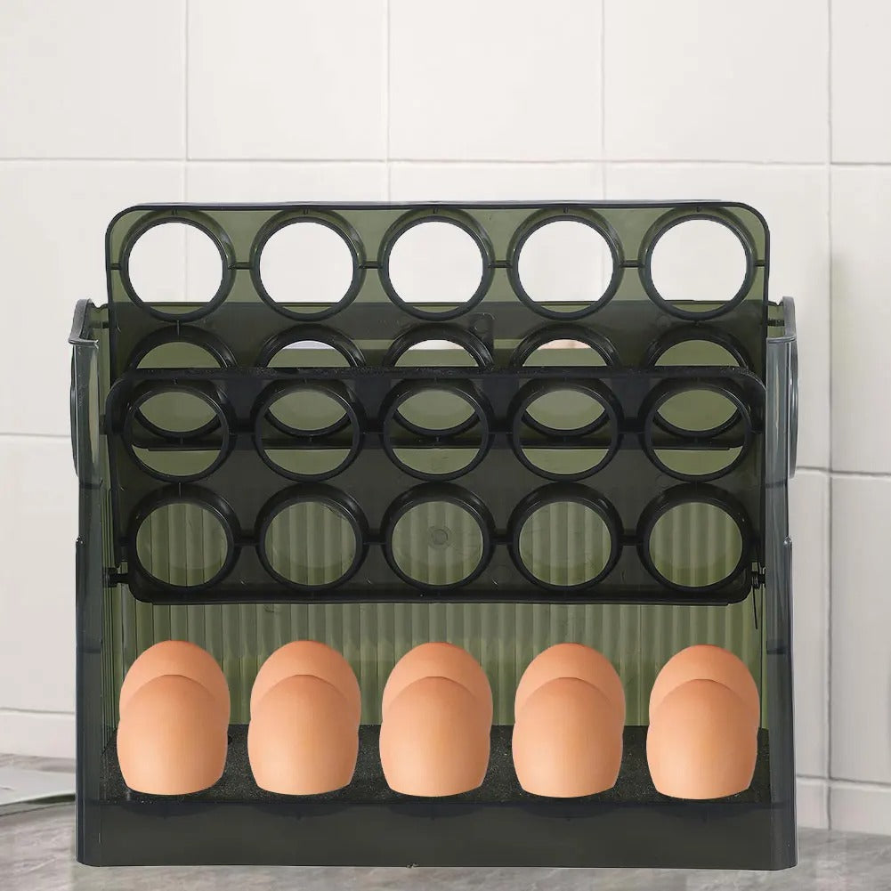 EggBox – Kolmitasoinen Itsepalautuva Munien Säilytysrasia