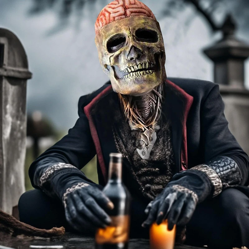 SkeletonMask: Realistinen Pelottava Luuranko Halloween-Naamio Asu