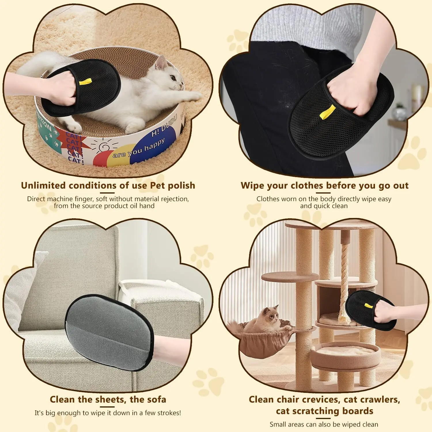 DogCatFri™ CleaningGloves 1+1 ILMAINEN: Sähköstaattiset Lemmikkieläinten Karvanpoisto Käsineet