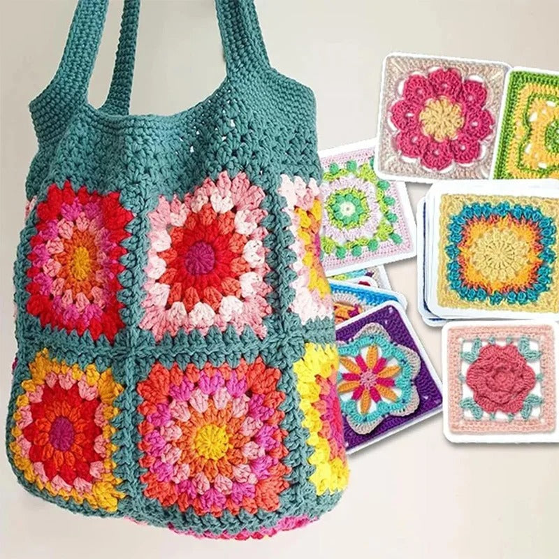 CrochetCards: Neliö Neulominen Virkattu Opas Kortit Set