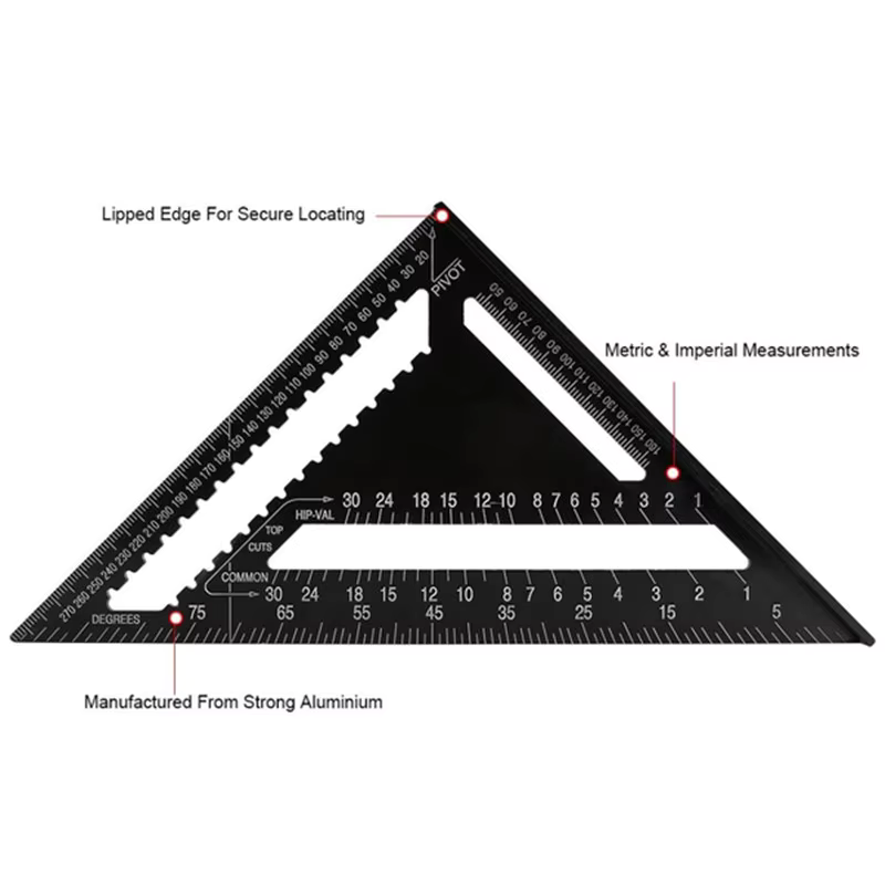 TriangleRuler - Alumiiniseos Kolmio Viivoitin Puuntyöstöön