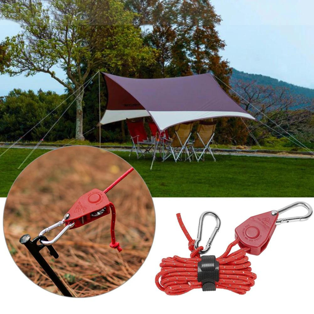 CampingRope - Säädettävä Hihnapyörä Camping Köysi