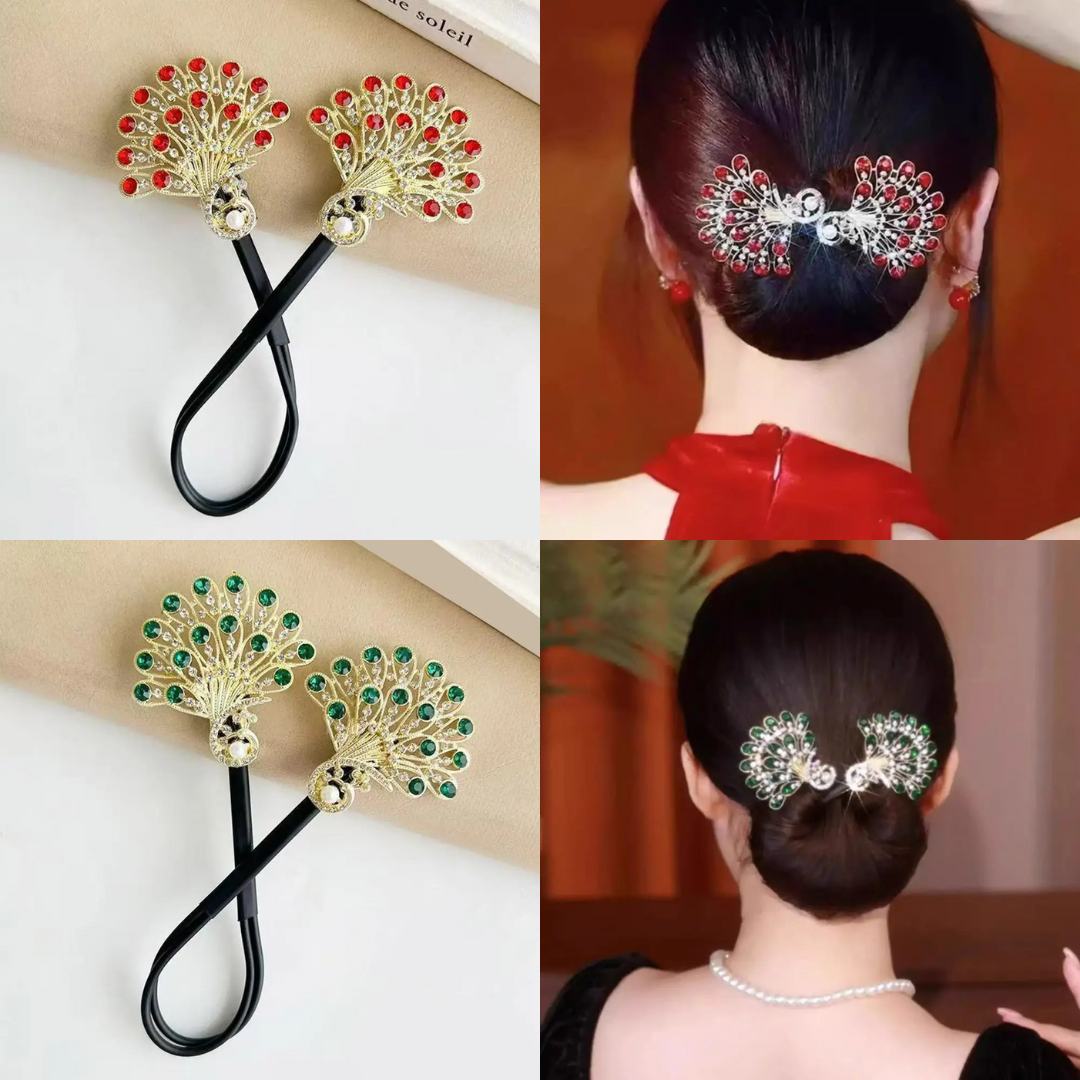 Rose® HairTie 1+1 ILMAINEN: Tyylikäs Hiusside Elegantti Vintage Kristallinen Poninhäntä Kierrekinnike