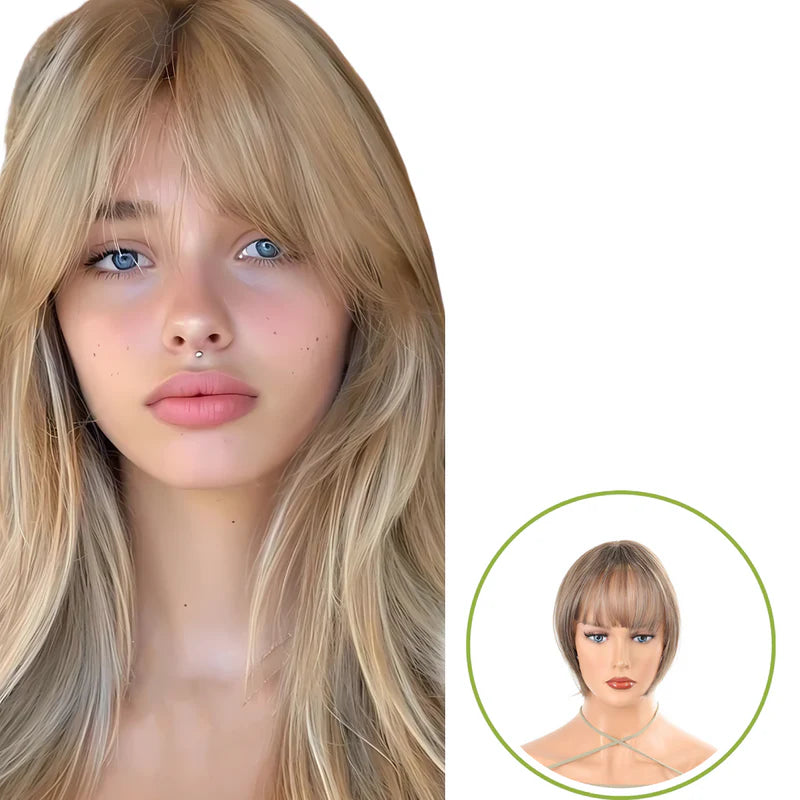 Rose® WigBangs 1+1 ILMAINEN: Saumaton Peruukki Luonnollisen Näköinen Hiusotsat Pidennykset
