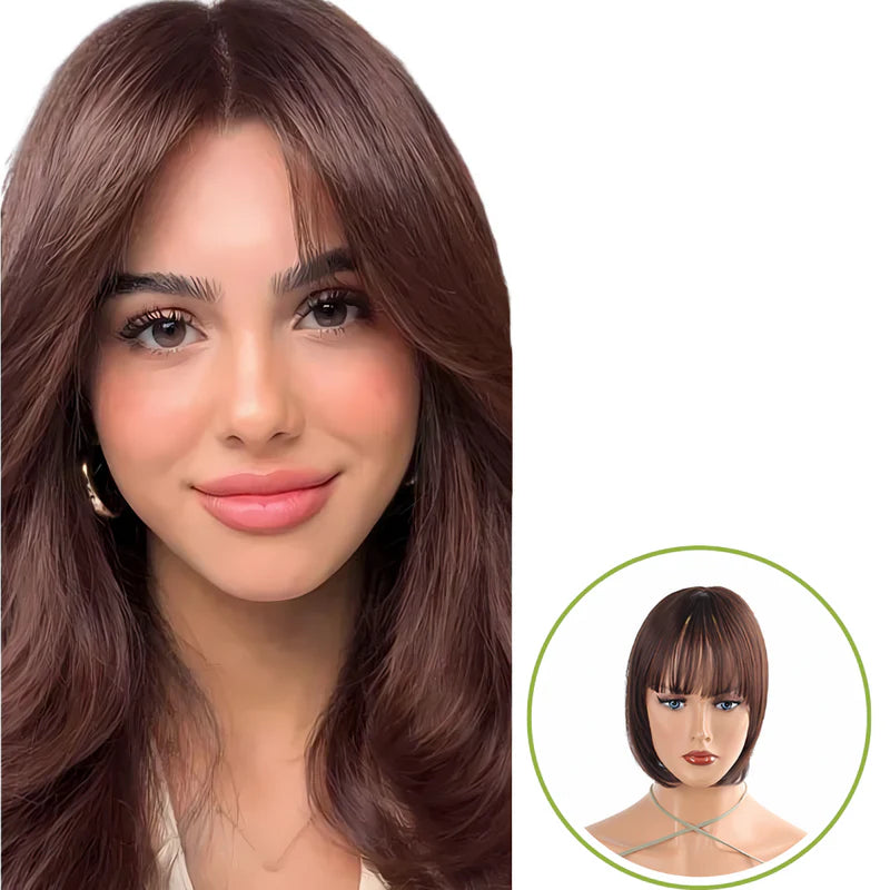 Rose® WigBangs 1+1 ILMAINEN: Saumaton Peruukki Luonnollisen Näköinen Hiusotsat Pidennykset