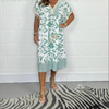 Icone™PrintedDress: Painettu V-Kaula Fringe Hiha Rento Mekko