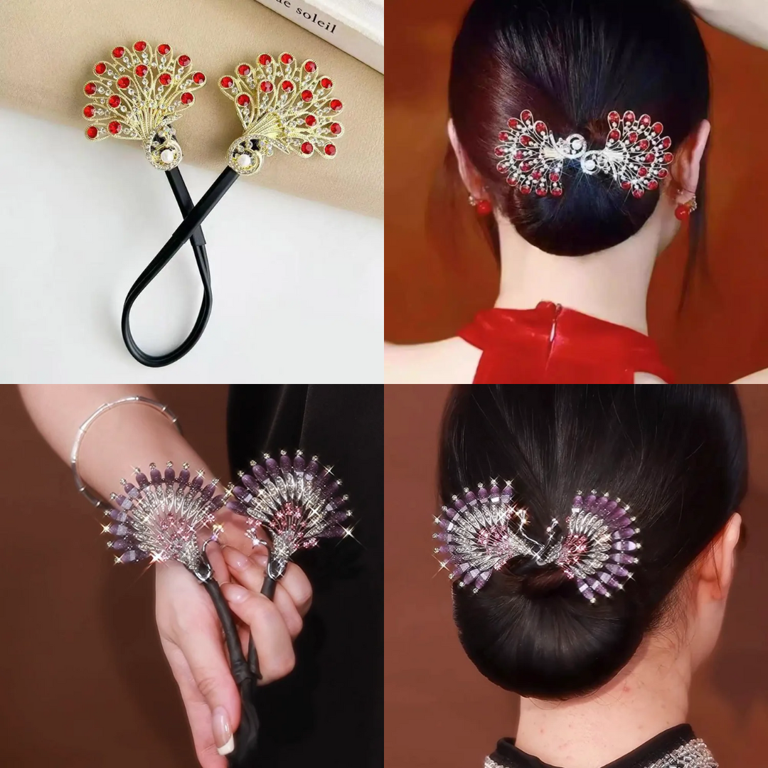 Rose® HairTie 1+1 ILMAINEN: Tyylikäs Hiusside Elegantti Vintage Kristallinen Poninhäntä Kierrekinnike