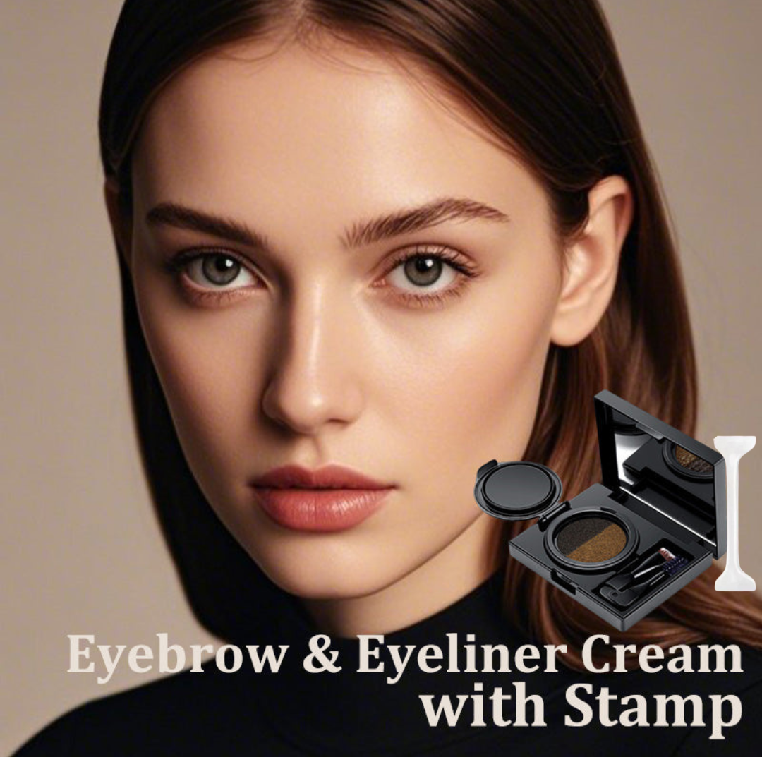 EyeStamp 1+1 ILMAINEN - Kaksoisväri Eyeliner- Ja Kulmakarvavoide-Leimasin Setti