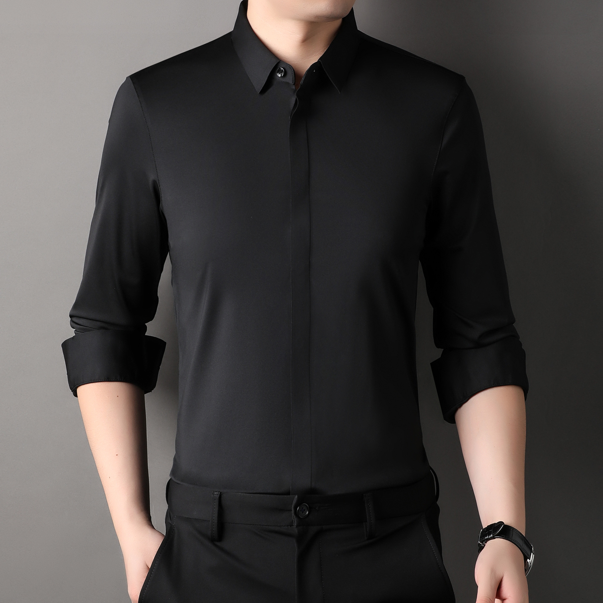 Icone™ StretchLongsleeve: Miesten Ryppytön Joustava Pitkähihainen
