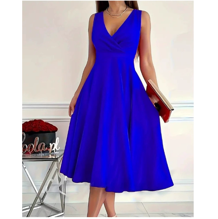 Icone™ ElegantDress: V-Aukkoinen Naisten Elegantti Mekko Vyöllä