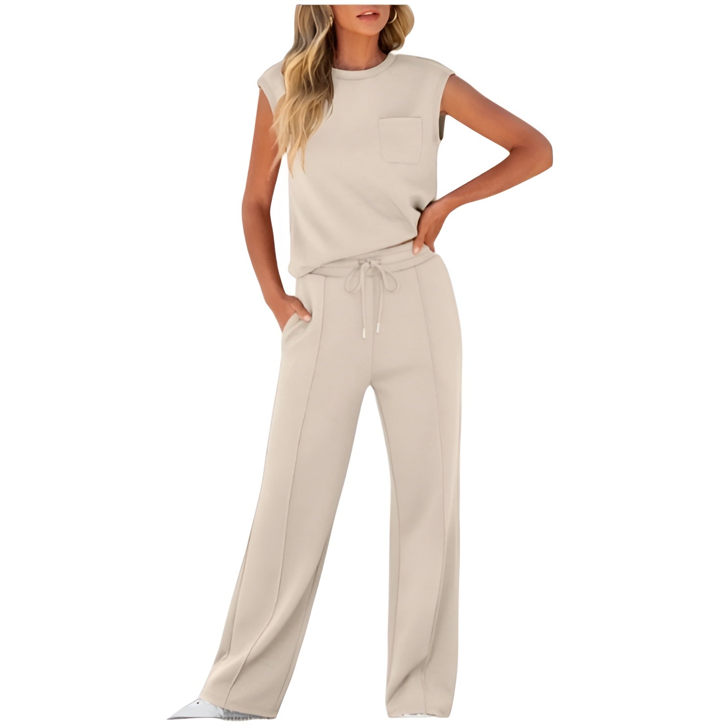Icone™ StylishSet: Tyylikäs Ja Mukava Hihaton Toppi Ja Housut Setti