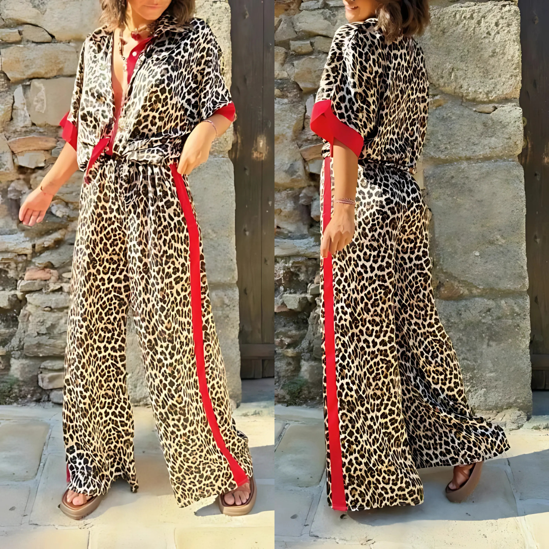 Icone™ LeopardOutfit: Koko Päivän Mukavuus Kanssa 2-Osainen Leopard Asu Setti